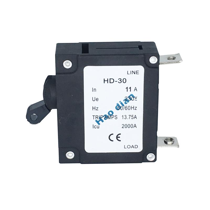 磁力液壓電磁塑殼斷路器HD-30系1P/11A液壓 設(shè)備保護電磁式斷路器