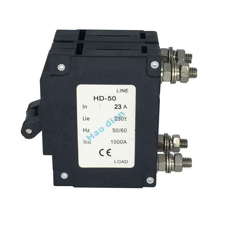 塑殼斷路器好電液壓式電磁斷路器HD-50/2P 23A過載設(shè)備保護斷路器