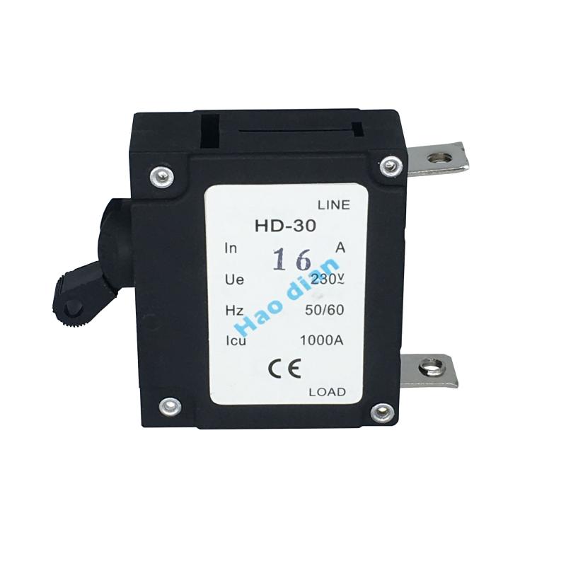 磁力液壓電磁塑殼斷路器HD-30系1P/16A液壓 設(shè)備保護電磁式斷路器