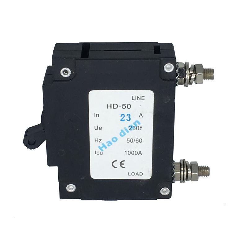 特價電流保護開關(guān)液壓電磁斷路器HD-50/1P 23A過載設(shè)備保護斷路器