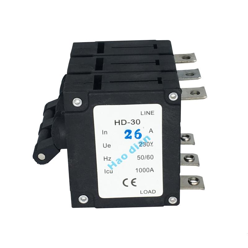 過載保護塑殼斷路器HD-30系3P/26A磁力液壓設(shè)備保護電磁式斷路器