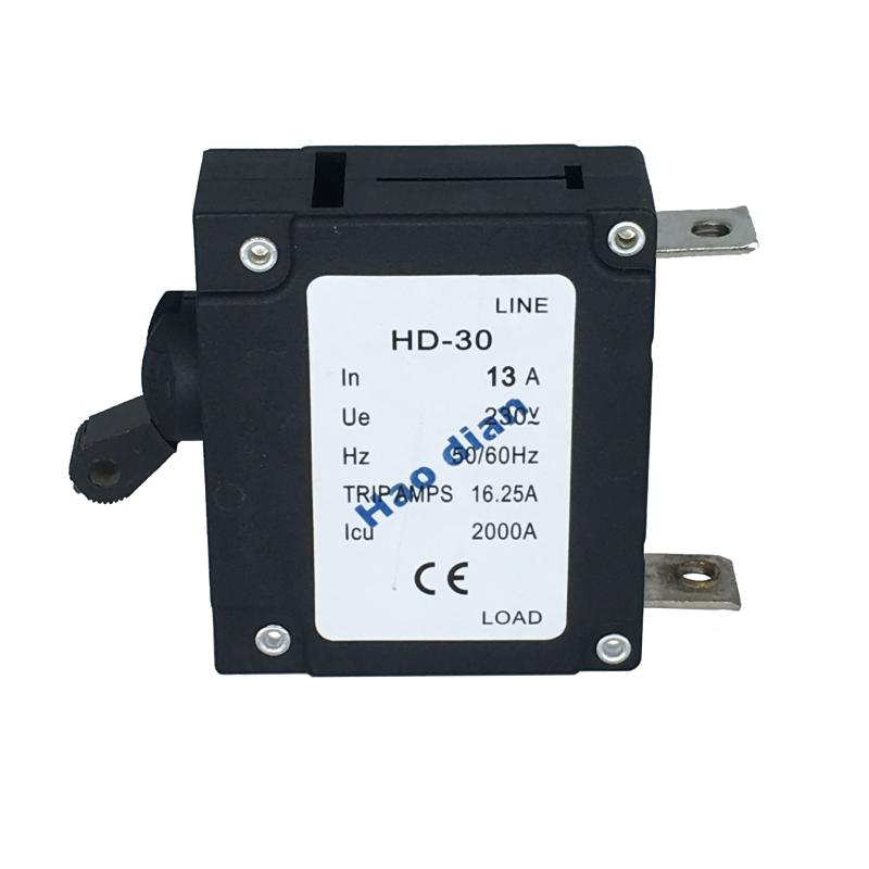 磁力液壓電磁塑殼斷路器HD-30系1P/13A液壓 設(shè)備保護電磁式斷路器